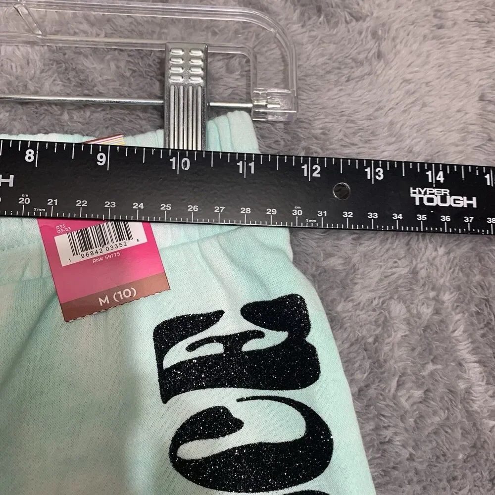 Justice‎ Joggers Girls Size 10 Green Purple Tie Dye Glitter Logo Sweatpants NEW